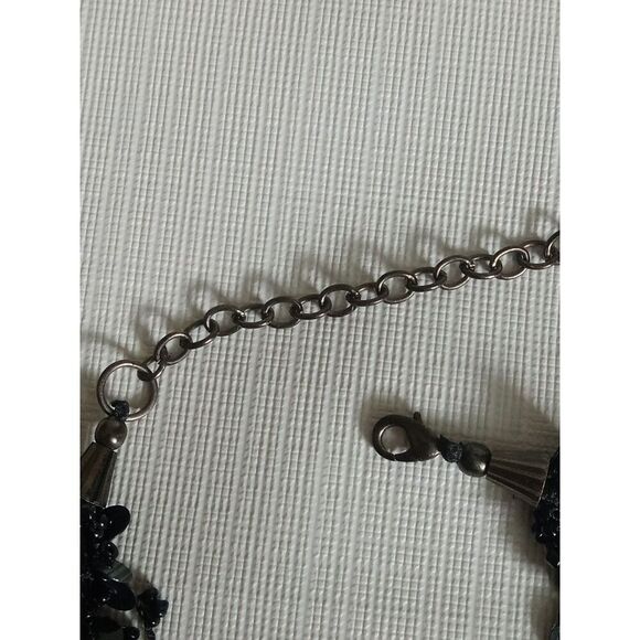 Black Sequins and Seed Beaded Adjustable Multi Strand Layered Statement Necklace - Picture 10 of 10